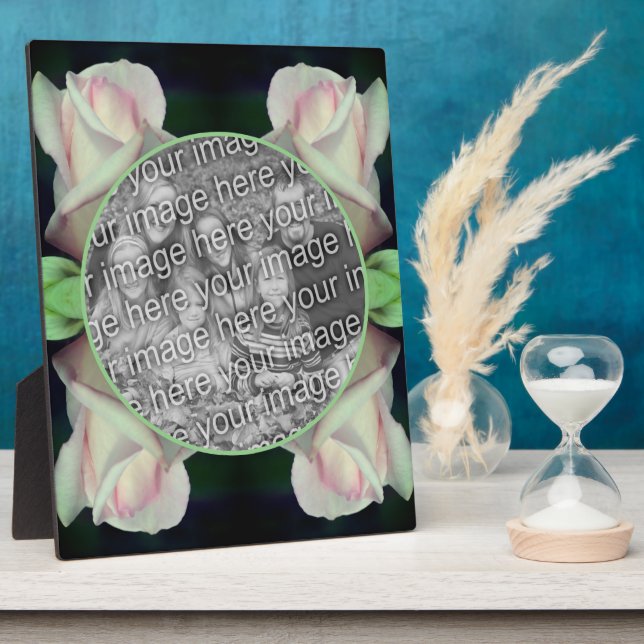 Placa Expositora Flor rosa rosebud agrega tu propia foto (Lado)