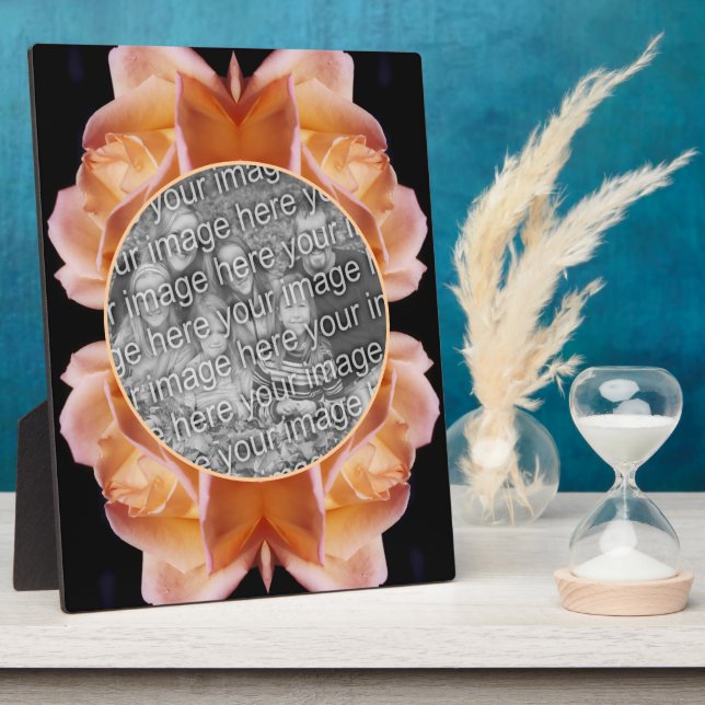 Placa Expositora Flor Rosebud Tintada Añadir tu propia foto (Lado)