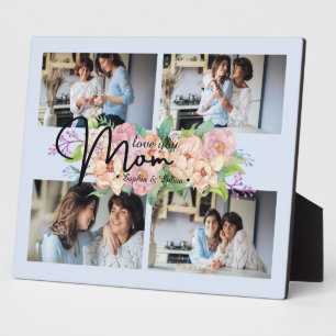 Placa Expositora Flor Script Love You Mom 4 Collage de fotos