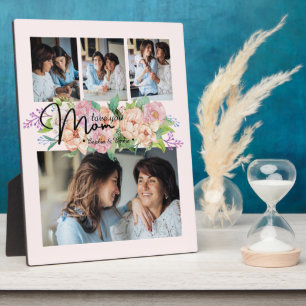 Placa Expositora Flor Script Love You Mom 4 Collage de fotos