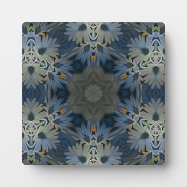 Placa Expositora Floral de margarita azul antigua (Frente)