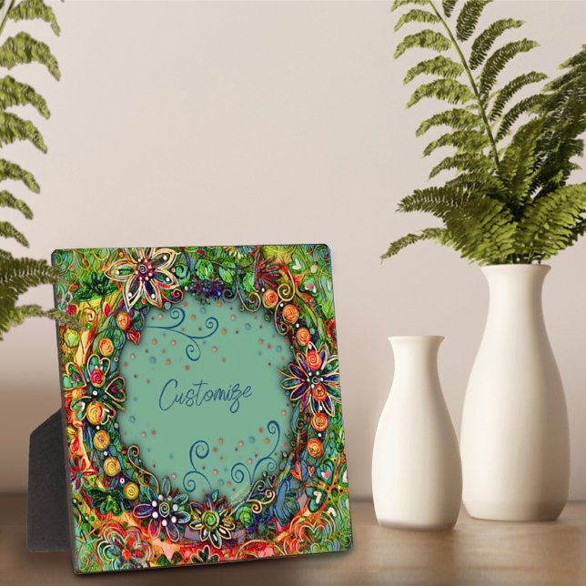 Placa Expositora Floral divertida Boho verde caprichosa personaliza (Subido por el creador)