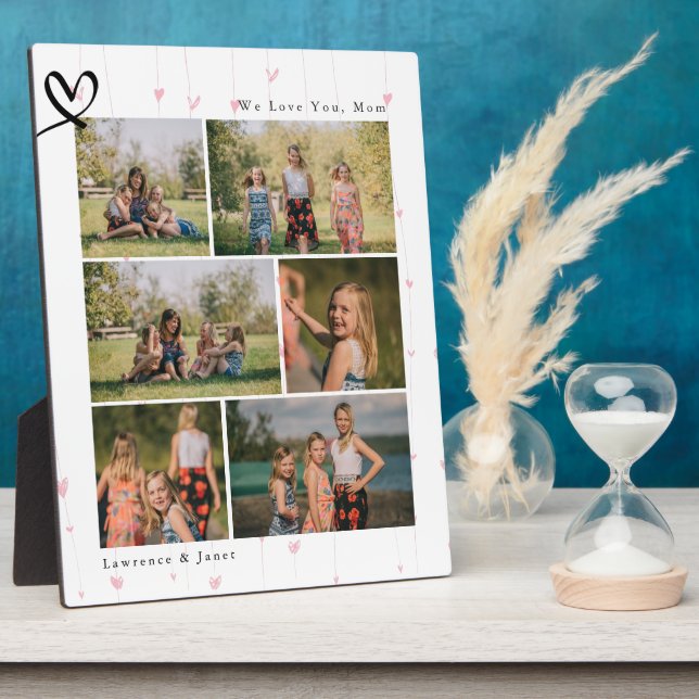 Placa Expositora Floral Heart We Love Abuela Mom Collage de fotos (Lado)