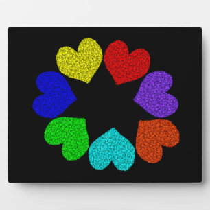 Placa Expositora Floral Rainbow Love Heart Plaque