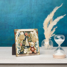 Placa Expositora FLoral Teddy Bear Letra A