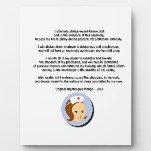 Placa Expositora Florence Nightingale Pledge (Frente)