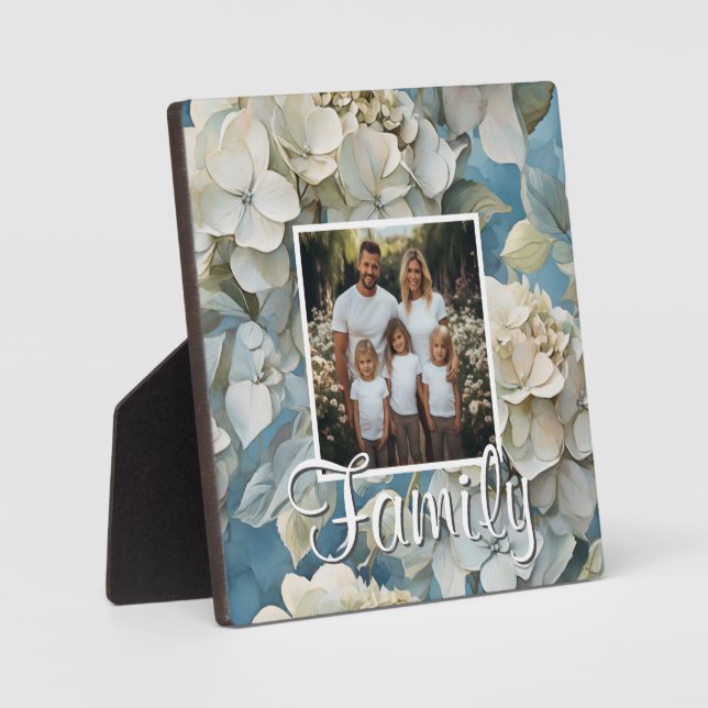 Placa Expositora Flores de acuarela azul polvorientas y elegantes (Anverso)