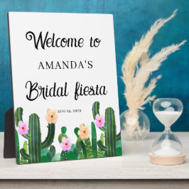 Placa Expositora Flores de cactus  Bienvenida a la Fiesta Nupcial