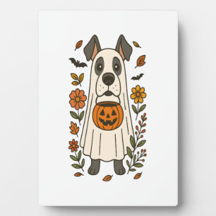 Placa Expositora Flores de Halloween de Gran Danés
