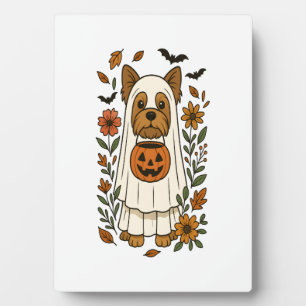Placa Expositora Flores de Halloween Yorkshire Terrier Halloween