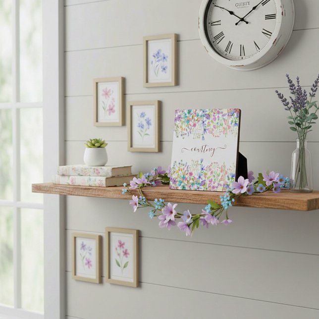 Placa Expositora Flores de primavera en acuarela personalizadas   (Subido por el creador)