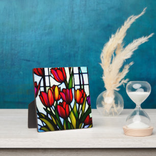 Placa Expositora "Flores de vidrio emplomado: Tulipanes de plomo en