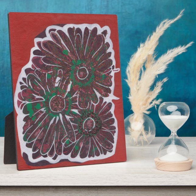 Placa Expositora Flores marrones y verdes (Lado)