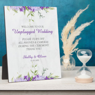 Placa Expositora Flores moradas Ramas sin enchufe Boda