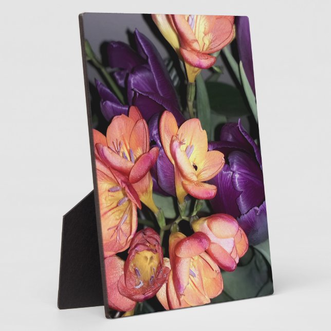 Placa Expositora flores naranja y púrpura (Lado)