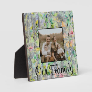 Placa Expositora Flores naturales de acuarela verde elegante