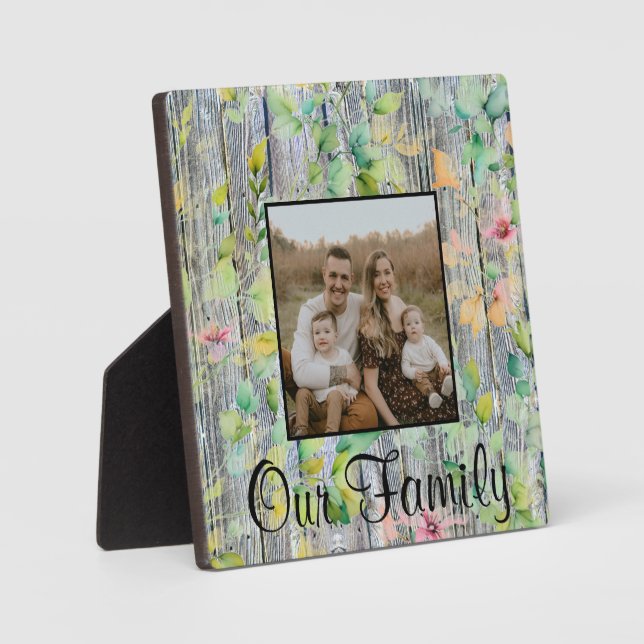 Placa Expositora Flores naturales de acuarela verde elegante (Anverso)