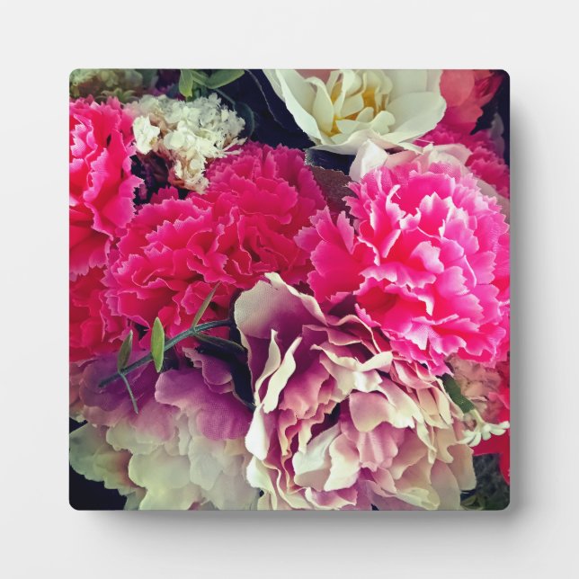 Placa Expositora Flores rosa y crema (Frente)