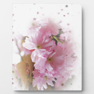 Placa Expositora flores rosadas de cerezo. arte fotográfico floral.