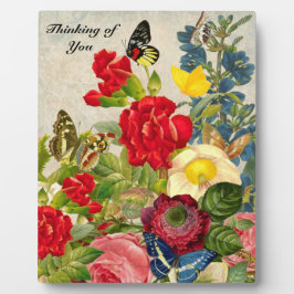 Placa Expositora Flores Vintage con Mariposas Pensando en Ti