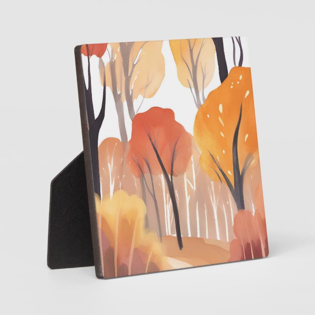Placa Expositora Folaje Otoñal de Otoño Bosque Acuarela Hojas (Anverso)