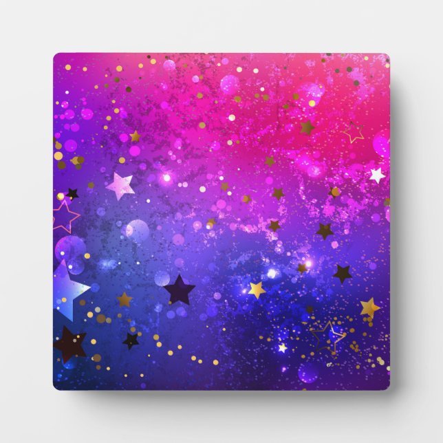 Placa Expositora Fondo azul rosa brillante (Frente)