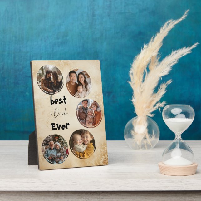 Placa Expositora fondo de madera del mejor padre siempre rústico (Lado)