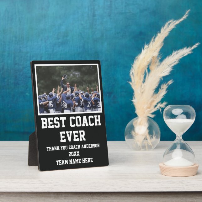 Placa Expositora Football Coach Gifts From Team Player Photo Custom (Lado)