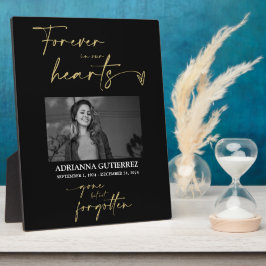 Placa Expositora Forever in Our Hearts Black Gold Photo Memorial