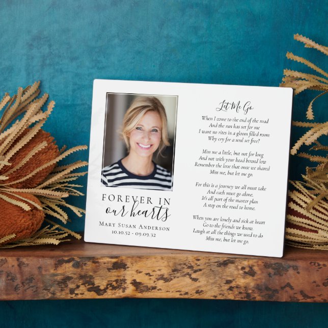 Placa Expositora Forever in Our Hearts Photo Funeral Prayer (Lado)