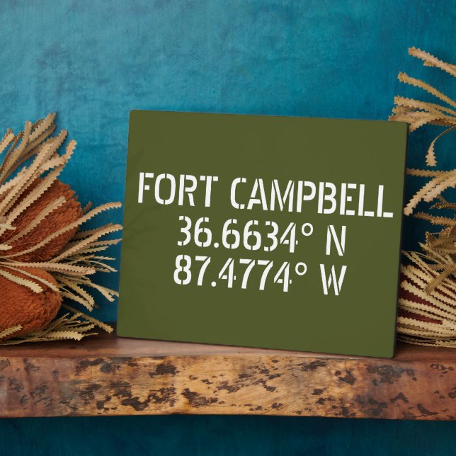 Placa Expositora Fort Campbell Latitud Longitud Tabletop (Lado)