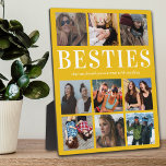 Placa Expositora Foto Bestie Gift | Mejor Amigo<br><div class="desc">Placa fotográfica personalizada de amistad con un fondo amarillo dorado que puede cambiarse a cualquier color,  9 fotos de ti y de tu padre,  y una linda cita de un mejor amigo.</div>