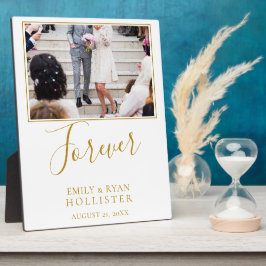 Placa Expositora Foto Boda de Golden Script para siempre elegante