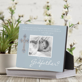 Placa Expositora Foto conmemorativa azul de Be My Godfather