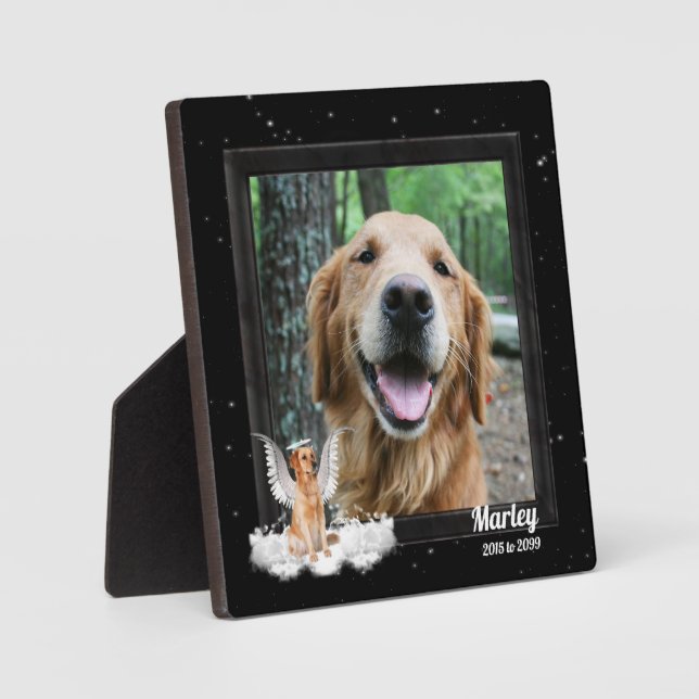 Placa Expositora Foto conmemorativa de Angel Dog Golden Mascota (Anverso)
