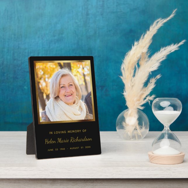 Placa Expositora Foto conmemorativa Keepsake oro elegante moderno (Lado)