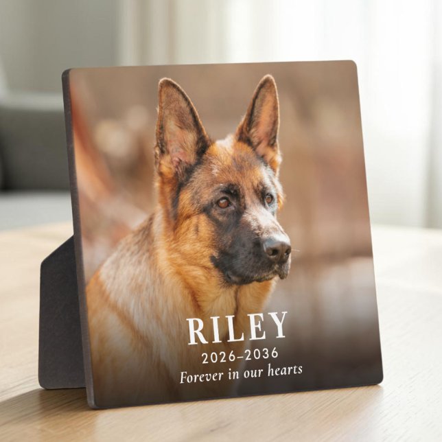 Placa Expositora Foto conmemorativa personalizada de perro (Personalized Dog Memorial Photo Plaque)