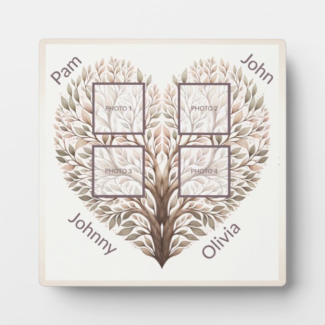 Placa Expositora Foto Corazón Añadir Cuatro Fotos (Frente)