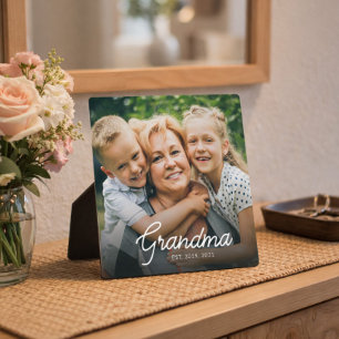 Placa Expositora Foto de Abuela Moderna Establecida con Letra