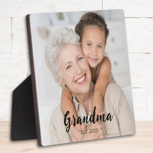 Placa Expositora Foto de Abuela Personalizada con Letra Moderna