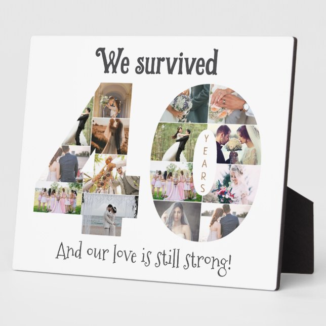 Placa Expositora Foto de aniversario de bodas de cuarenta años (Lado)