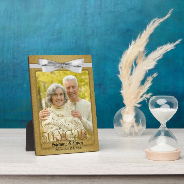 Placa Expositora Foto de aniversario de bodas de oro 50 5x7 (Lado)