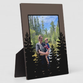 Placa Expositora Foto de brote de silueta de pino negro minimalista