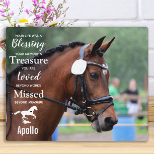 Placa Expositora Foto de caballo - Cita de simpatía por pérdida de