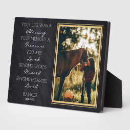 Placa Expositora Foto de caballo conmemorativa de pérdida de mascot