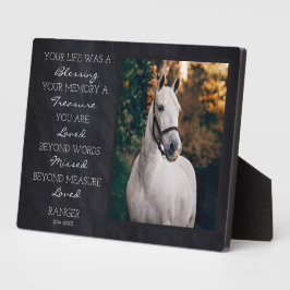 Placa Expositora Foto de caballo conmemorativa de pérdida de mascot