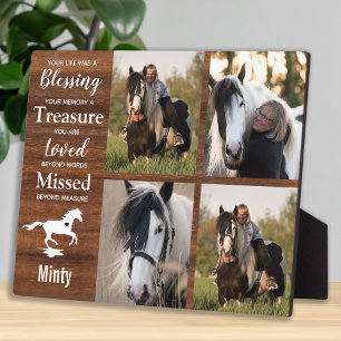 Placa Expositora Foto de caballo Woodgrain Keepsake Horse Memorial
