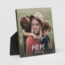 Placa Expositora Foto de escritura moderna de personalizado Mom