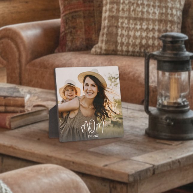 Placa Expositora Foto de escritura moderna de personalizado Mom (Subido por el creador)