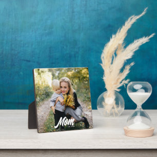 Placa Expositora Foto de escritura moderna de personalizado Mom